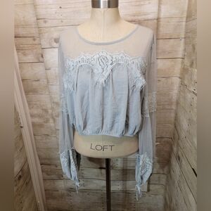 Forever 21 Light Blue Lace Blouse